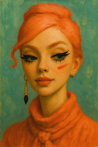 Abstract figuratief portret - Coral Muse