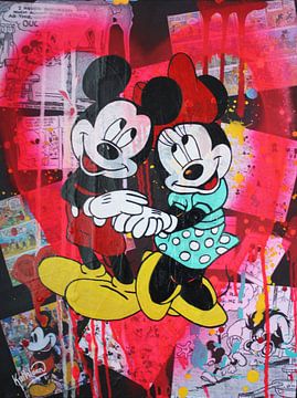 Mickey und Minnie Maus "Rosa Herz" von Kathleen Artist Fine Art