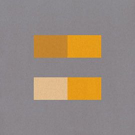 Art abstrait géométrique minimaliste dans les tons chauds de gris, jaune moutarde et beige. sur Dina Dankers