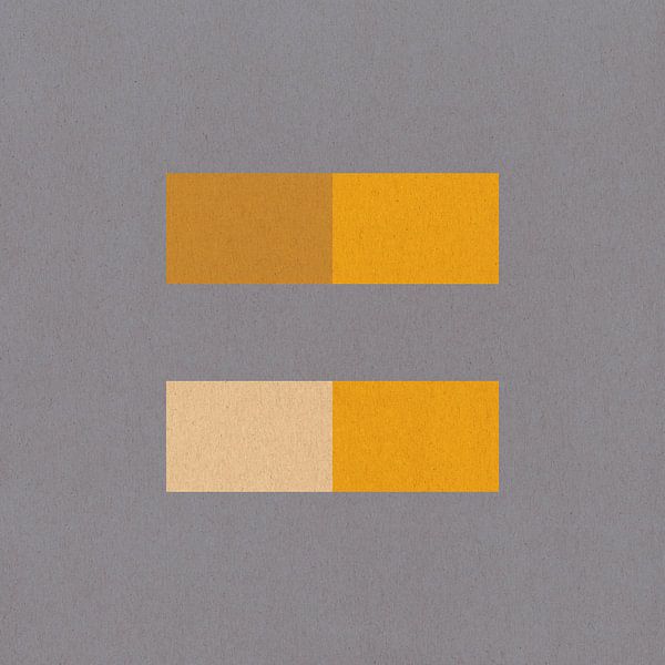 Abstract geometric minimalist art in warm grey, mustard yellow and beige by Dina Dankers