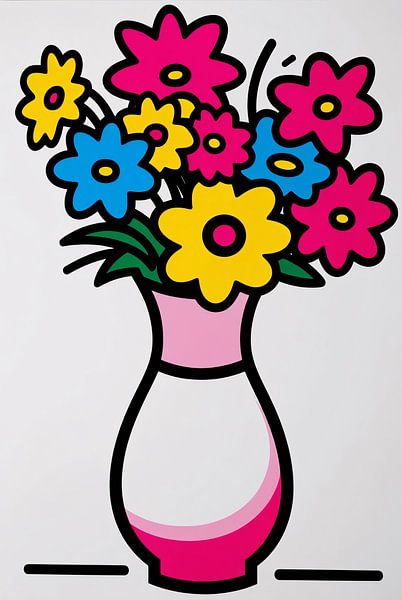 Fleurs colorées dans un vase par Imperial Art House