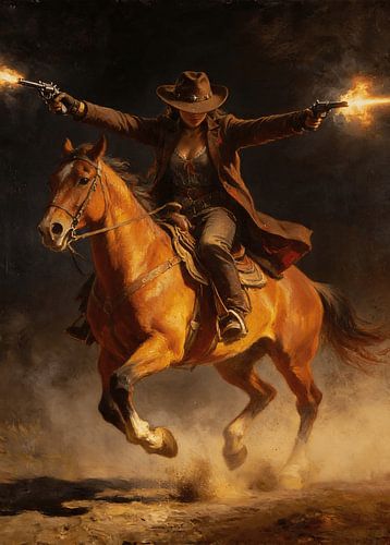 Cowgirl met het pistool