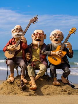 Poppen Zingende groep Mannen Strand Gitaren van gm_designs