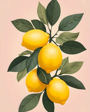 Golden Lemons On Green by Kintsugi99
