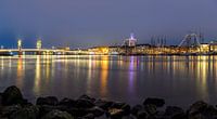 Kampen panorama in de avond van de skyline aan de IJssel van Sjoerd van der Wal Fotografie thumbnail