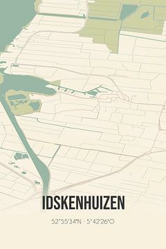 Carte ancienne d'Idskenhuizen (Fryslan) sur Rezona