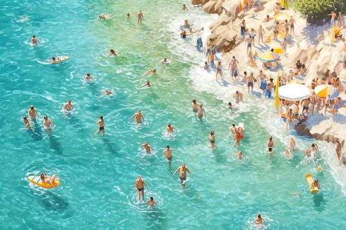 Meer und Strand | Malerei Sommer | Sonnige Malerei, die Sie glücklich macht