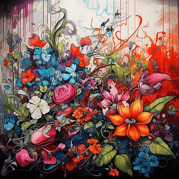 Graffiti boeket stedelijk dynamisch contrast straatkunst van gm_designs