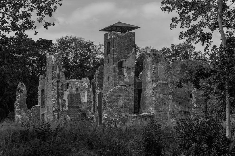 Ruine Schloss Bleijenbeek in Schwarz-Weiß von Ans Bastiaanssen