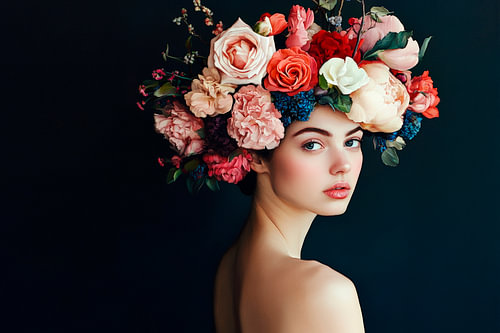 Bloemenkroon portret met elegantie