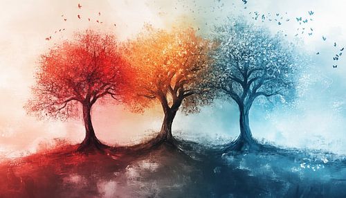 3 gekleurde bomen abstract panorama