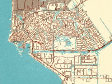Kaart van Urk in de stijl Blauw & Crème van Map Art Studio