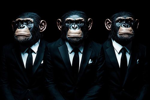 Apen in stijlvolle pakken