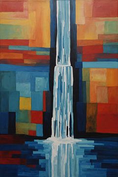 Wasserfall im Stil von Paul Klee von De Muurdecoratie