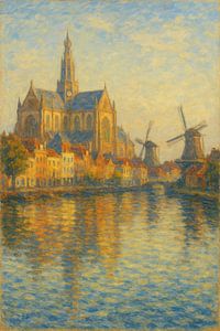 Haarlem Serenity - Cathédrales et moulins à vent en or du soir
