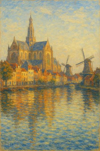 Haarlem Serenity - Kathedralen en windmolens in avondgoud