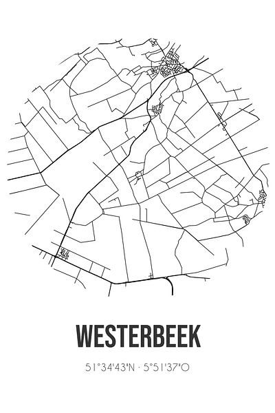 Westerbeek (Noord-Brabant) | Map | Black and White by Prints of Place