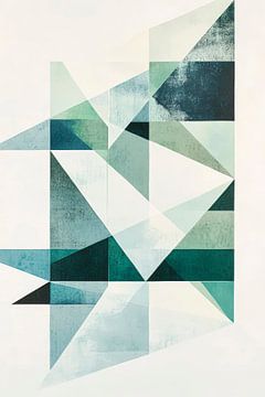 Geometric shapes in soft shades of green by Poster Art Shop