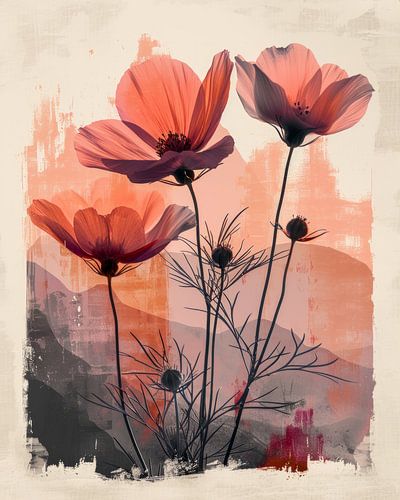 Bloemen botanisch schilderij.