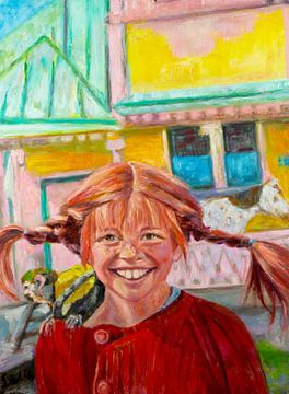Painting Pippi Longstocking by Liesbeth Serlie