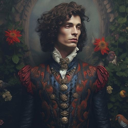 Hele mooie jonge man met bloemen achtergrond