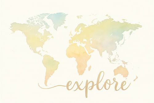 Pastel wereldkaart met explore