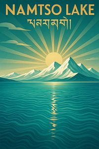 Namtso See Tibet Kunstdruck - Heiliger See & Schneebedeckte Berge Poster