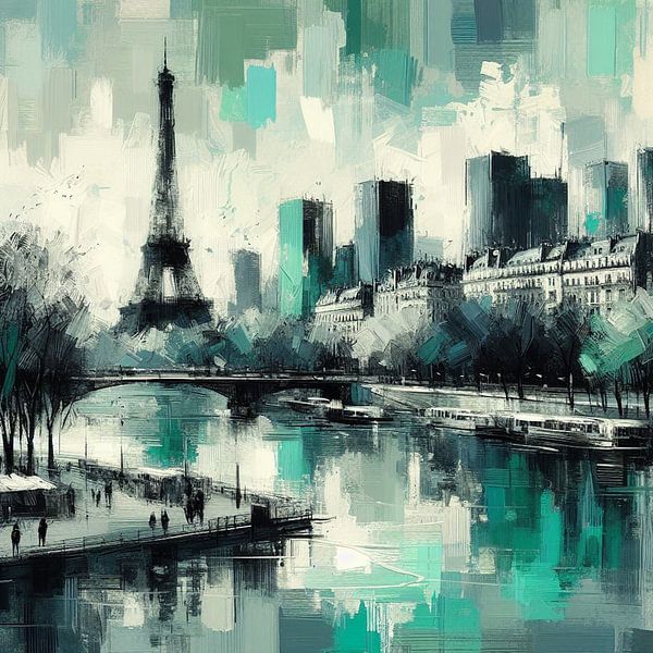 PARIS SKYLINE ABSTRACT PAINTED-1 par Pia Schneider