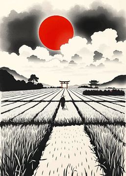 Ferme Zen Inspiré par l'encre japonaise Paysage Art