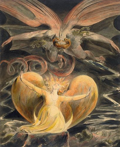 William Blake. De Grote Rode Draak met Engel