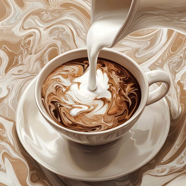 Kaffee mit perfektem Milchschaum von Poster Art Shop