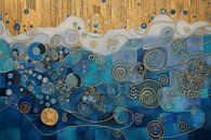 Waves and Spirals in Blue and Gold by Whale & Sons thumbnail