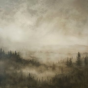 Bos in de mist van Thea