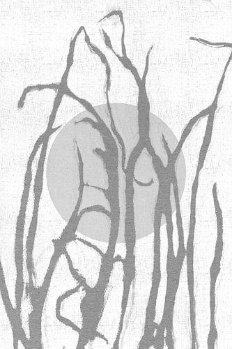 Ikigai. Zon en gras. Abstracte minimalistische Zen kunst. Japanse stijl IV