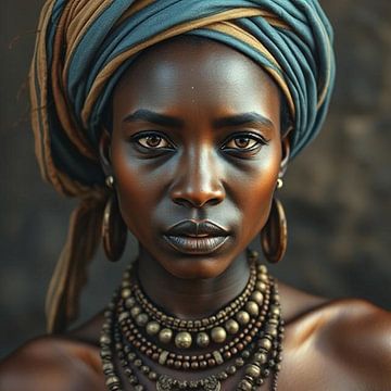 A portrait of an African woman in traditional costume . by J.a Dijkstra