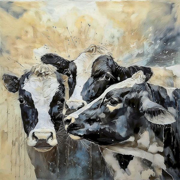 Zwart bonte koeien portret van Marjolein Deelen