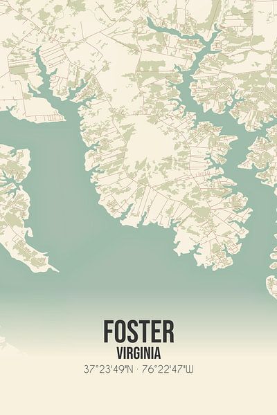 Carte ancienne de Foster (Virginie), États-Unis. par Affiches de lieux