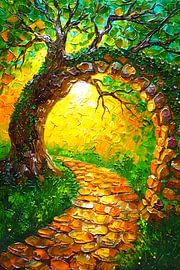 Colourful tree with toad in sunlight by Art & Soul Creations