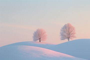 Bevroren schoonheid: twee bomen van fernlichtsicht