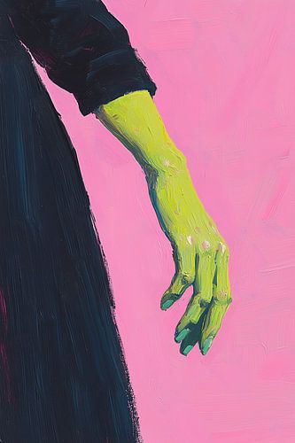 La main verte dans l'harmonie rose