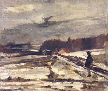 Scholier in de sneeuw, Constantin Meunier van Atelier Liesjes