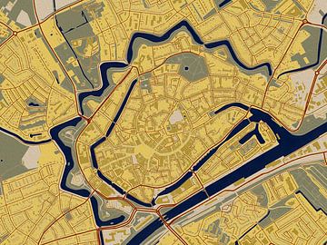 Plan du centre de Middelburg dans le style de Gustav Klimt sur Maporia