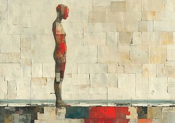 Frau Rot Abstrakt | Pixel Einsamkeit von Kunst Laune