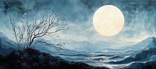 Abstract Autumn Moon | Moonlit Autumn Whisper (Chuchotement d'automne abstrait)