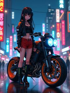 Eine Cyberpunk-Stadt bei Nacht