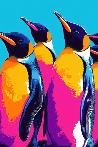 Kleurrijke pinguïns pop art