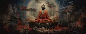 Buddha | Orange Rouge sur Tableaux ARTEO