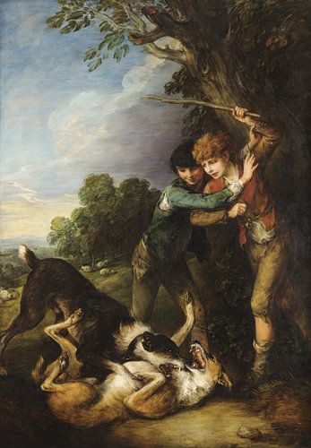 Twee herdersjongens met honden die vechten, Thomas Gainsborough
