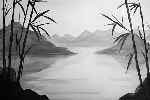 Stilleven van een Aziatisch landschap