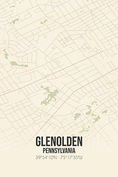 Vintage landkaart van Glenolden (Pennsylvania), USA. van MijnStadsPoster